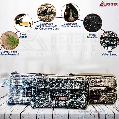 Padded Pouch with Soft Padded Interior | Protective Hemp Pouch for Glass with Interior Smell Proof Pocket 8 hand bag clutch travel organizer great for cards and other accessories