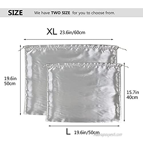 PlasMaller Dust Cover Storage Bags Silk Cloth with Drawstring Pouch For Handbags Purses Pocketbooks Shoes Boots Set of 6 Silver (19.6 x 15.7)