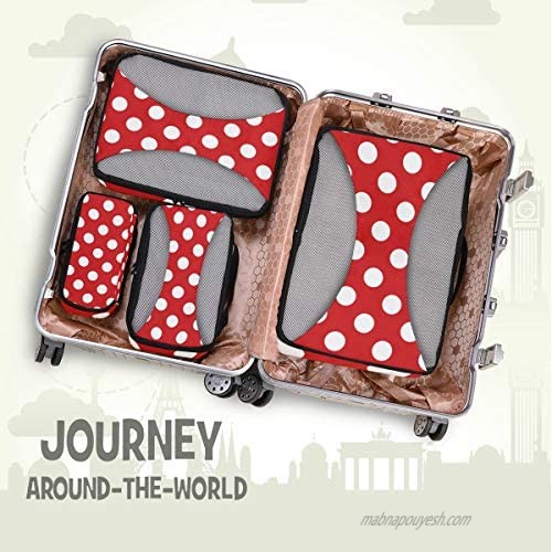 Polka Dot Red Packing Cubes for Travel 4 Set Travel Cubes for Packing Luggage Cubes Packing Organizers