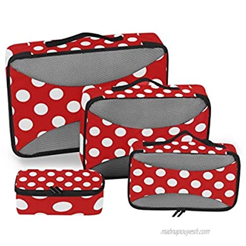Polka Dot Red Packing Cubes for Travel 4 Set Travel Cubes for Packing  Luggage Cubes Packing Organizers