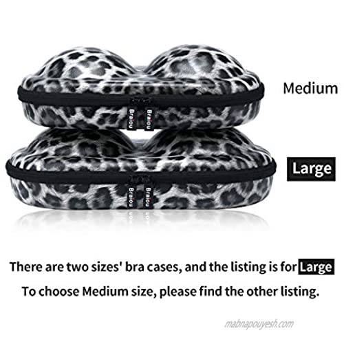 Premium Bra Case Braiou Lingerie Travel Bag Zip Underwear Organizer Bag for A-DD Cup [Leopard Print] (Grey)