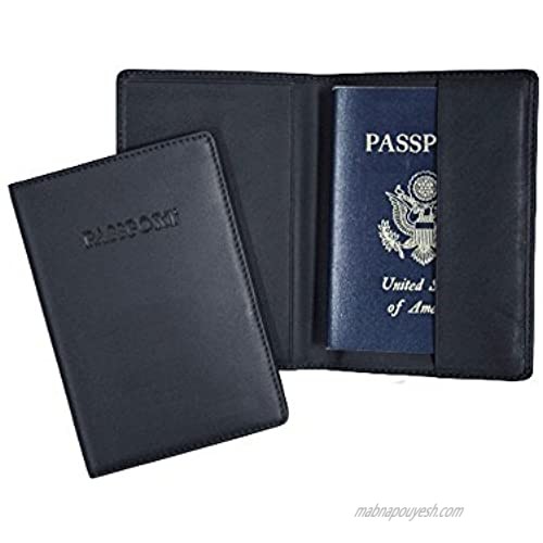 Royce Leather RFID Blocking Passport Travel Document Organizer in Leather  Blue 2  One Size