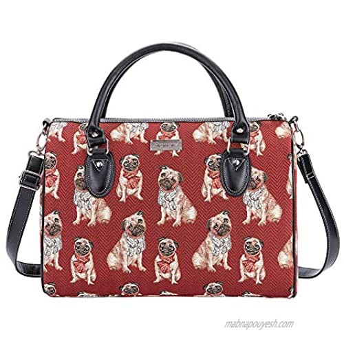 Signare Tapestry Duffle Bag Overnight Bags Weekend Bag for Women with Pug Dog Design (TRAV-PUG)