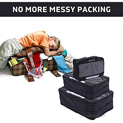 Simplecarry Black Large Compressible Packing Cube For Travel Set of 3 Slim Durable Packing Cube For Carry on And Suitcase Luggage Storage Organizer Makeup Bag