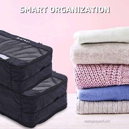 Simplecarry Black Large Compressible Packing Cube For Travel Set of 3 Slim Durable Packing Cube For Carry on And Suitcase Luggage Storage Organizer Makeup Bag