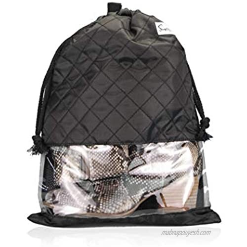 Simplily Co. Packing Compact Travel Shoe Laundry Drawstring Organizer Bag (Black)