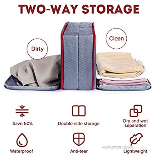 SUVOM Compression Packing Cubes with Space-Saving Double Zipper Set of 3 Travel Suitcase Luggage Organizer (Grey)