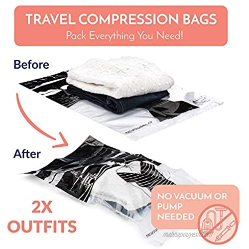 Travel Compression Bags - Compression Packing Bags for Women - Pack in Carry On