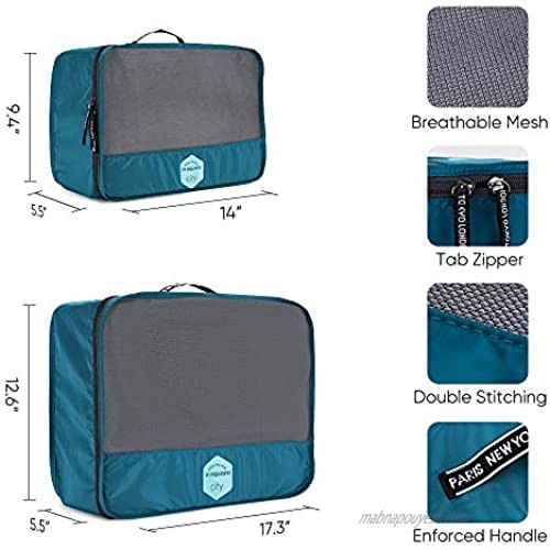 Travel Packing Cubes 6 Pcs Travel Bags Organizer for Luggage with Toiltery Kit & Laundry Bag(BLUE/GREY/PINK) (BLUE)