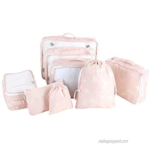 Travel Storage Bag  8Pcs Portable Clothes Storage Bag Underwear Packing Luggage Organizer Pouch Multi-Functional Clothing Sorting Packages for Travel(Pink Alpaca)