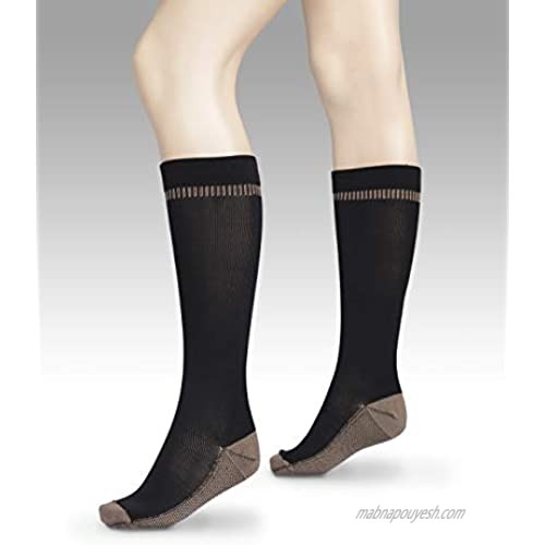 Travelon Lg. Copper Infused Compress Socks Dark Brown One Size