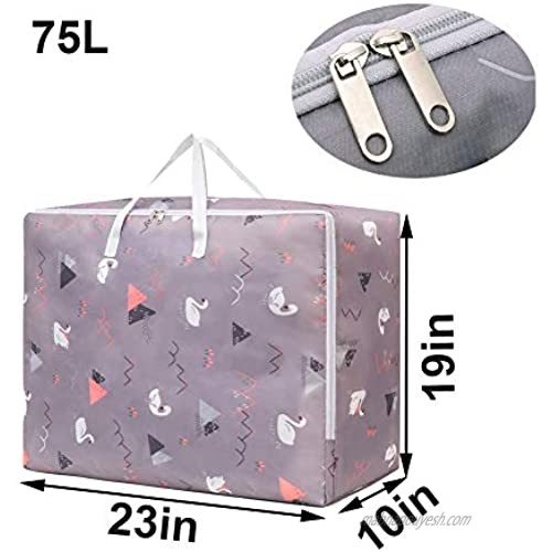 Valley •Moisture-Proof and dust-Proof Moving Packing Travel Luggage Bag Family Clothing and Bedding Toy Storage Bag Thicken Oxford Cloth (75L Grey)