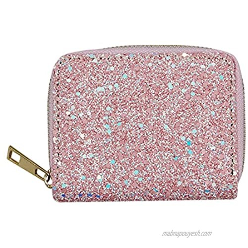 Amamcy Cute Glitter Passport Holder Travel Wallet Ticket Holder Document Organizer Tote Clutch Purse Shiny Handbag for Women