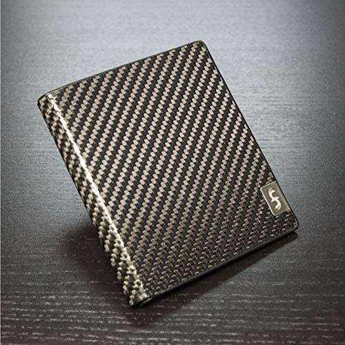 Common Fibers PAS - Real Carbon Fiber & Leather RFID Blocking Passport Womens and Mens Wallet with Twill Weave