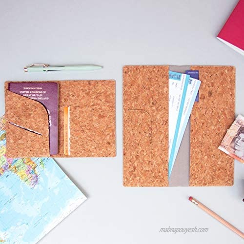 Good Design Works Cork Passport Holder / Cover & Travel Wallet - Protect Your Credit Cards Travel Essentials & Boarding / Business Card - Large