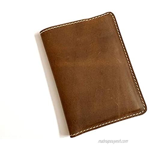 iBLUNT Genuine Luxury Cowhide Leather Handmade Passport Protector Travel Wallet Vaccination Credit Card Cover Holder Organizer 5.5 inch 4.5 inch - Tan