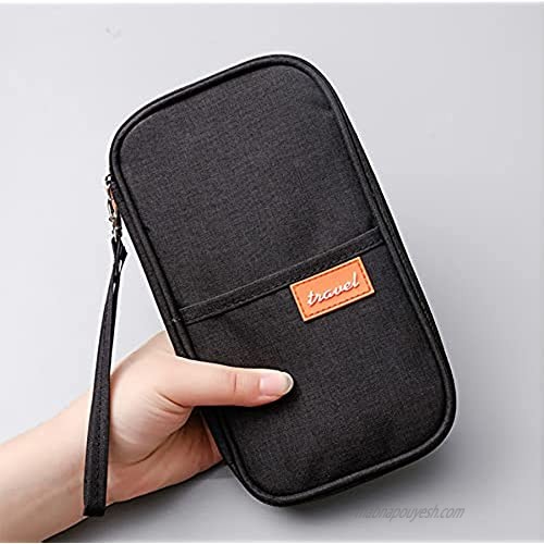 Travel Document Organizer Family Passport Holder Premium Wallet for Women and Men Portable & Foldable Case for Cards Boarding Pass ID Money Tickets with Zipper & Materials