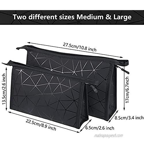 2 Pieces Lightweight Toiletry Bag Waterproof Toiletries Organizer Bag with Zippered Classic Travel Cosmetic Bag for Traveling Bathroom Gym (Black)
