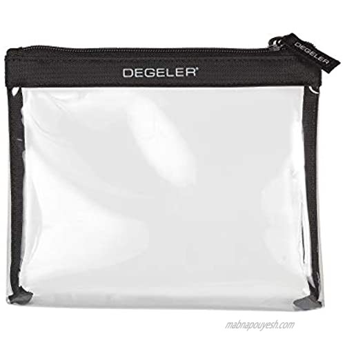 DEGELER TSA Approved Clear Travel Toiletry Bag for Carry On Luggage; Airport Airline compliant Travel with Cosmetics & Makeup bag for Women and Men