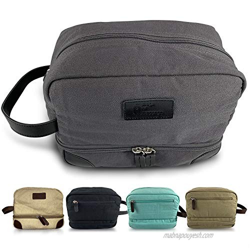 Extra Durable Toiletry Bag for Women & Men| Padded Travel Toiletry Bag Keeps Delicate Items Safe| Hanging Toiletry Bag with Added Space for Makeup & Shaving Kits (Khaki)