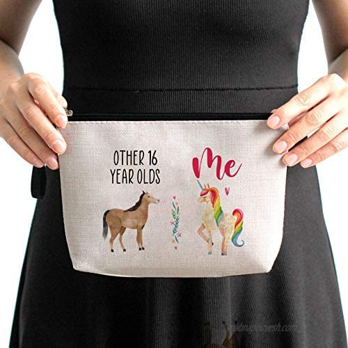 Fun Sweet 16 Gifts 16th Birthday Gifts for Girls Funny Teenager-Other 16 Year Olds Horse Me Unicorn-Sweet Sixteen Gifts for Teen Girls Cute Makeup Bag