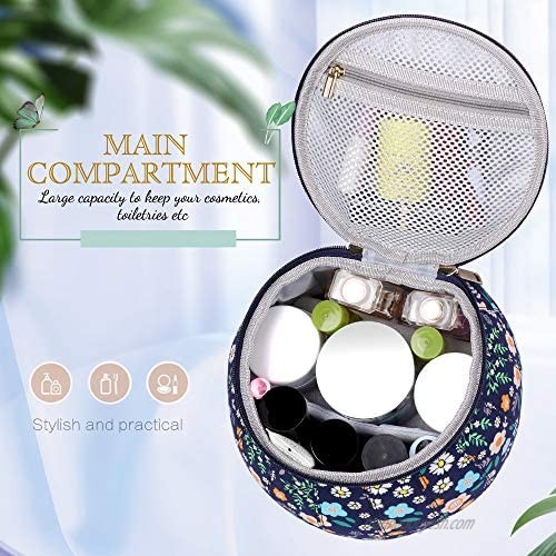 FYY Women Toiletry Bag Travel Cosmetic Bag Floral Beauty Makeup Organizer Portable Pouch for Home Office Travel or Camping Navy