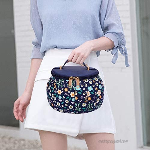 FYY Women Toiletry Bag Travel Cosmetic Bag Floral Beauty Makeup Organizer Portable Pouch for Home Office Travel or Camping Navy