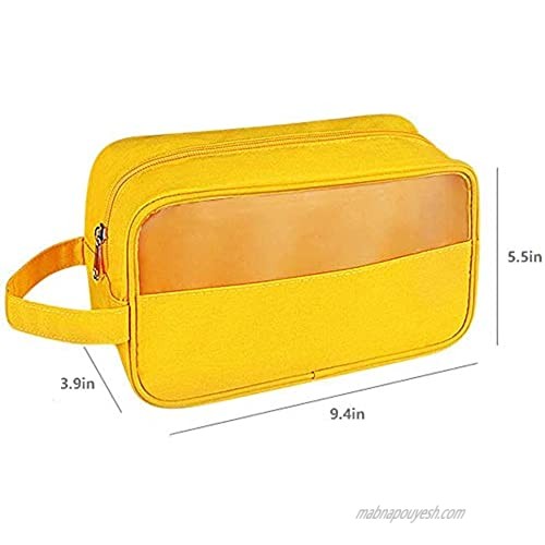 Hanging Travel Toiletry Bag for Men and Women Water-resistant Makeup Cosmetic Bag Waterproof Travel Kit Shaving/Grooming/Cosmetic/Toiletries Multifunction Cosmetics Organizer Accessories Pouch Yellow