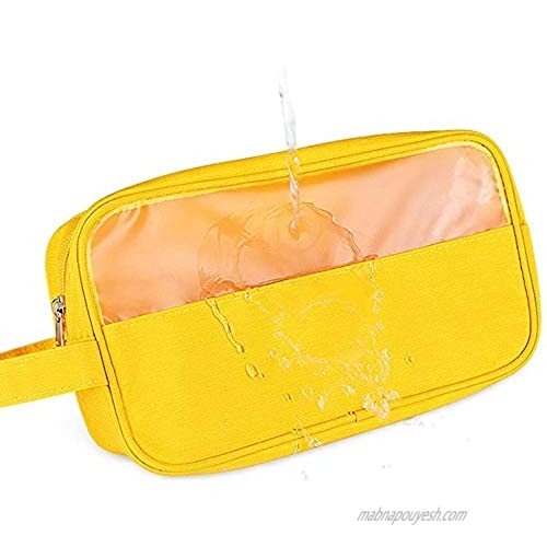 Hanging Travel Toiletry Bag for Men and Women Water-resistant Makeup Cosmetic Bag Waterproof Travel Kit Shaving/Grooming/Cosmetic/Toiletries Multifunction Cosmetics Organizer Accessories Pouch Yellow