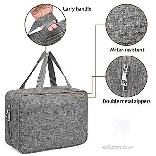 Hanging Travel Toiletry Bag for Women and Men Toiletry Bag Travel Bag with Hanging Hook Water-resistant Cosmetic Bag Travel Organizer Cosmetic and Makeup Case Organizer for Gym and Travel (gray)