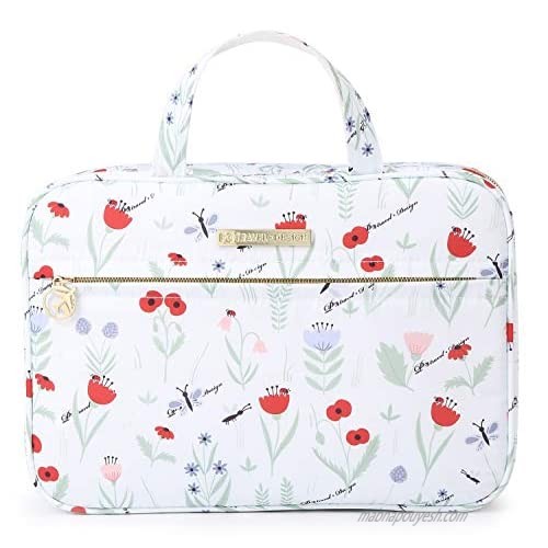 Hanging Travel Toiletry Bag - Large Capacity Multifunction Cosmetic Toiletry Bag for Women & Men with 5 Compartments & 1 Sturdy Hook (Abutilon striatum)