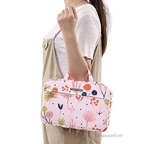 Hanging Travel Toiletry Bag Lychii Cosmetic Makeup Organizer with Detachable Transparent Bag for Full Sized Toiletries Large-Flower Prints