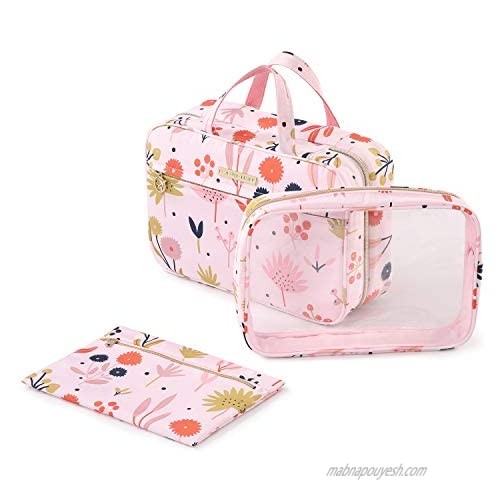 Hanging Travel Toiletry Bag  Lychii Cosmetic Makeup Organizer with Detachable Transparent Bag for Full Sized Toiletries  Large-Flower Prints