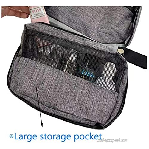 Hidora Toiletry Bag Travel Bag with Hanging Hook for Men & Women Water-resistant Makeup Cosmetic Bag Travel Organizer Wonderful Travel Accessory Gift (Grey)