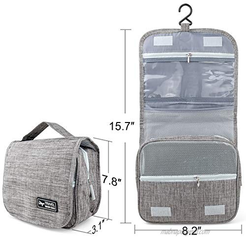 iLoft Travel Toiletry Bag Portable Hanging Wash Bag Makeup Bathroom Organizer (Grey)