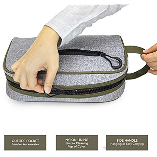 Kit&Luc Men's Dopp Bag - Men's Toiletry Bag Canvas Travel Bag Grooming Kit Organizer Shaving Bag for Accessories Zipper Pouch with Handle (Light Grey with Black Lining)