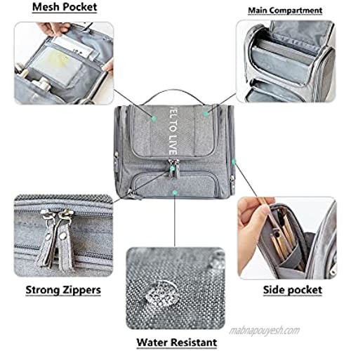 Makeup Bag，Hanging Travel Toiletry Bag for Women， Large makeup Organizer with hanging hook Water Resistant Makeup Cosmetic Case for Bathroom Shower