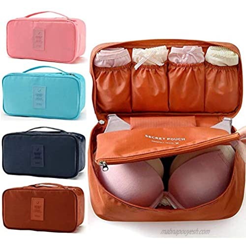 MJEMS Travel Underwear Organizer Large Compartment Lightweight Double Layer Cosmetic Bag Fits Large Bra Socks Underpants Cosmetic Toiletry kit Bra Bag for Travel