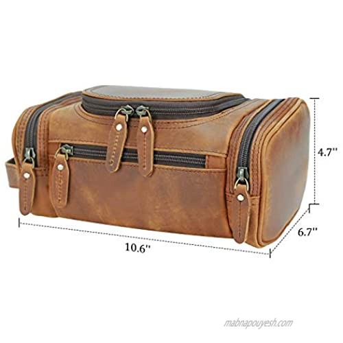 Polare Toiletry Bag Full Grain Leather Shaving Kit Dopp Kit Travel Case Wash Bag with YKK Zippers