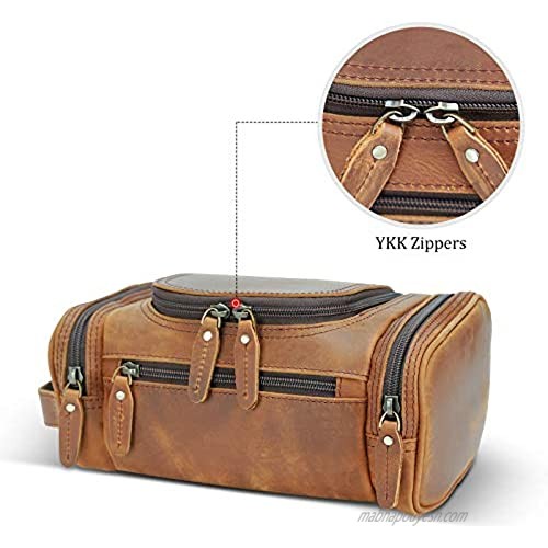 Polare Toiletry Bag Full Grain Leather Shaving Kit Dopp Kit Travel Case Wash Bag with YKK Zippers