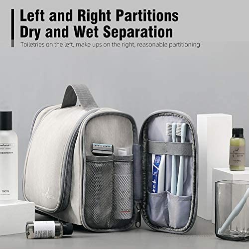 Q.M.R Premium Leather Travel Size Toiletries Men's Travel Toiletries Bag Washable Toiletries Container Waterproof Cosmetic Makeup Kit Toiletry Bag for Women (Pebble)