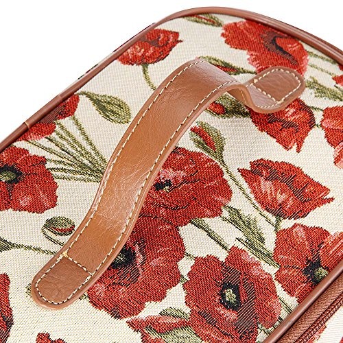 Signare Tapestry Toiletry Bag Makeup Organizer bag for Women with Poppy Flower Design (TOIL-POP)