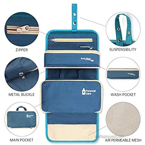 SURLABA Toiletry Bag Small Portable Hanging Makeup & Shaving Bag for Traveling Large Storage Detachable and Foldable Wash Bag Waterproof Wash bag for Men and Women Toileties Accessories Organizer