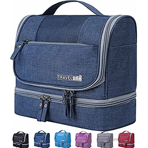 SYDYSOSO Hanging Travel Toiletry Bag Large Capacity Cosmetic Bag for Men and Women Waterproof Makeup Pouch Organizer with Hook Zipper Dopp Kit for Toiletries  Accessories (Navy Blue)