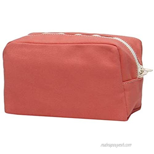 Tag&Crew Solid Travel Kit Small Made of 15 oz. Heavy Canvas Size 6H x 9W x 3.75D Inches - Coral Pink