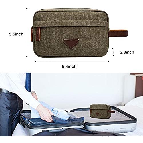 Toiletry bag for Men w/ PU Leather Handle Travel Toiletry Organizer Dopp Kit Water-resistant Shaving Bag for Toiletries Accessories