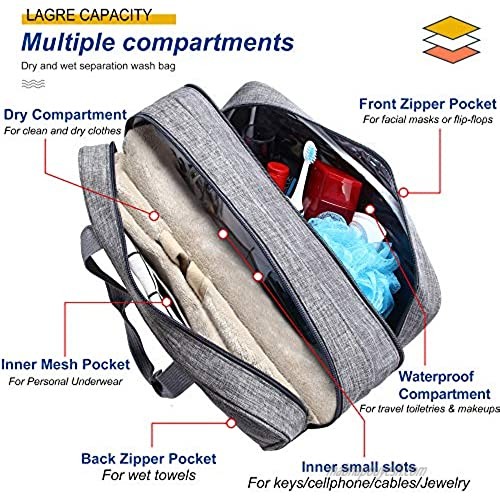 Toiletry Bag Gym Tote Bags with Wet Pocket and Shoes Compartment Weekender Bag Travel Duffel Bag for Men and Women