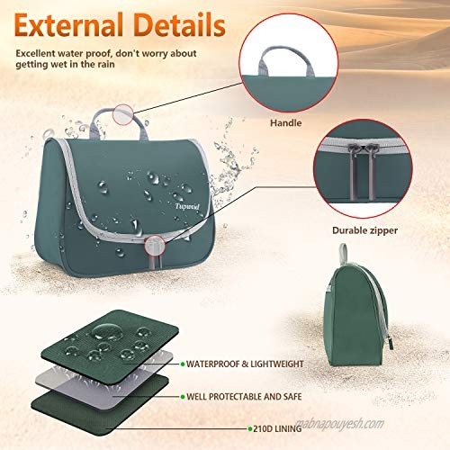 Toiletry Bag Travel Bag with Hanging Hook Water-resistant Makeup Cosmetic Bag Travel Organizer for Accessories Shampoo Full Sized Container Toiletries (Green)