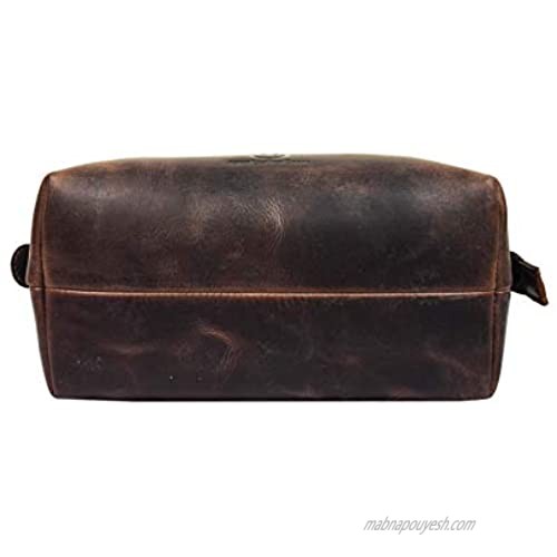 Toiletry Bag Unisex Travel Dopp Kit - Genuine Leather Canvas (GRAY)