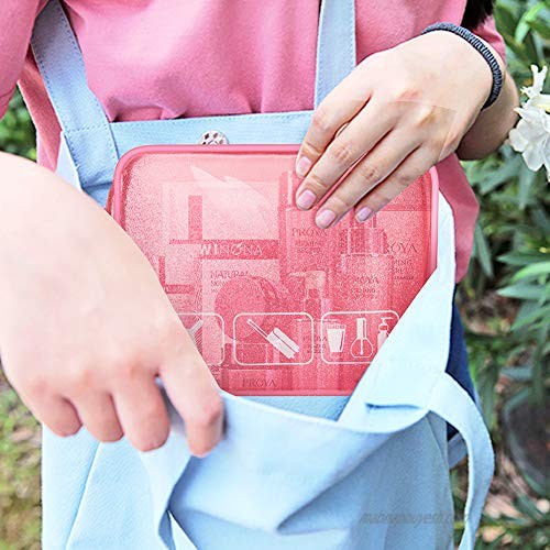 Travel Toilety Organizer Waterproof Bag for Women Carry on Airport Airline Compliant 3-1-1 Rules Bag (Pink)